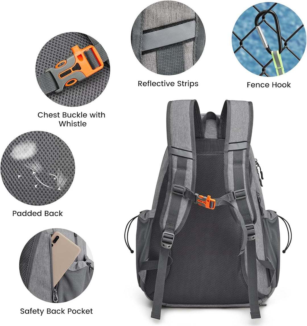 G4Free Tennistasche, Tennisrucksack für Damen und Herren, grosse Pickleball-Tasche, hält 4 Schläger