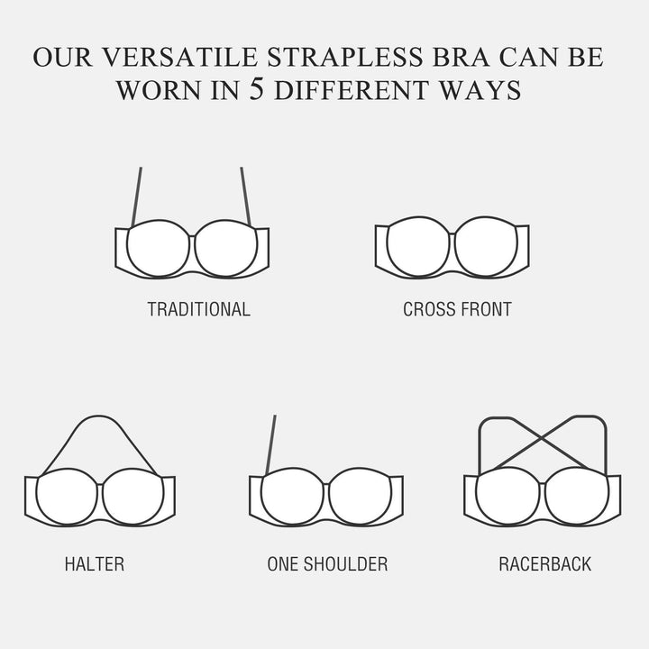 DELIMIRA Damen Trägerloser BH - Bügel,weichen Cups,abnehmbare Trägern 75D Gebäude Grau, 75D Gebä