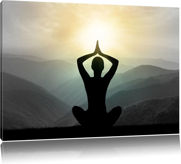 Pixxprint Yoga und Meditation als Leinwandbild/Grösse: 100x70 cm/Wandbild/Kunstdruck/fertig bespannt
