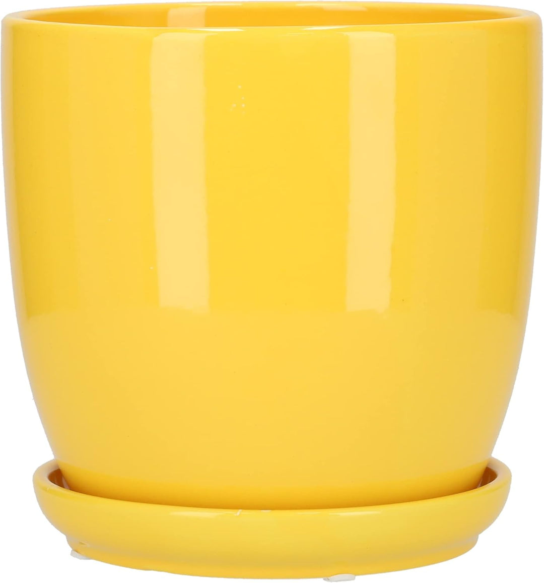 KOTARBAU® 2er Set Keramik Blumentopf Übertopf für Blumen Pflanzen ⌀ 13 cm mit Tropfschale Gelb