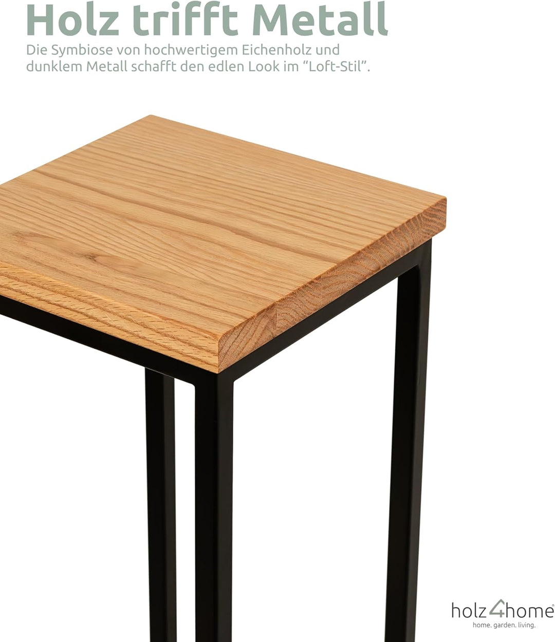 holz4home® Dekoständer aus massiv Eichenholz I Blumenständer Natur Geölt I Höhe: 50 cm I Dekosäule m