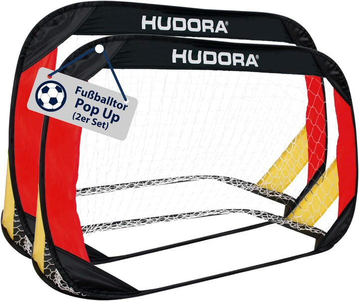 HUDORA Pop Up-Fussballtor 2er Set - Faltbare Fussballtore für Kinder & Erwachsene - Fussballtor Gart