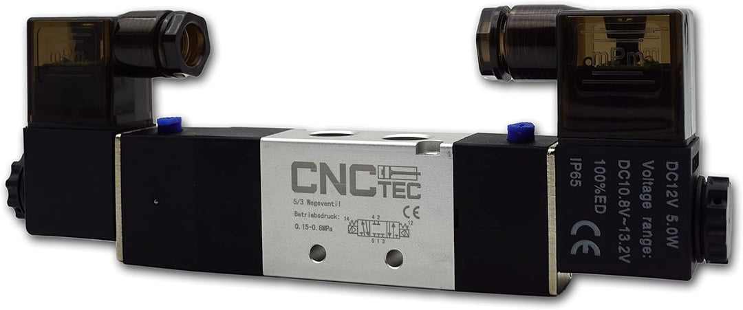 Pneumatik Magnet- Wegeventil 5/3 Wegeventil 1/4" 12 Volt DC (5/3 Wege 1/4" 12 Volt DC) 5/3 Wege 1/4