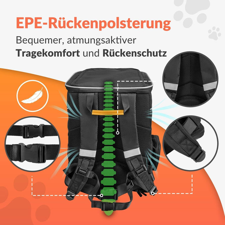 CADOCA® Haustierrucksack bis 20 kg verstellbare Gurte faltbar Kurzleine Haustier Tragetasche Hunderu