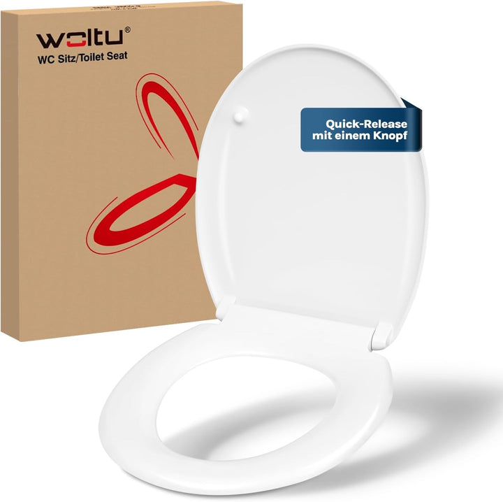 WOLTU Toilettendeckel, WC-Sitz mit Absenkautomatik, Klobrille Klodeckel mit Schnellverschluss, Toile