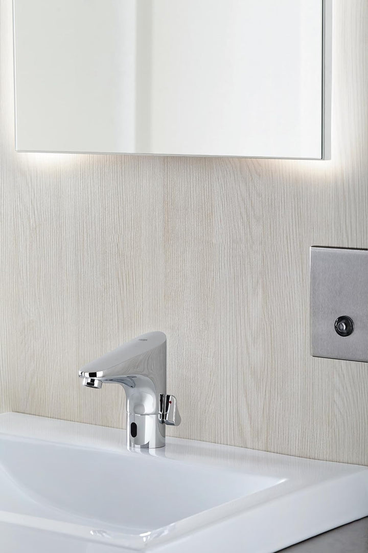 Grohe Europlus E | Infrarot-Waschtischarmatur mit Temperaturregulierung, batteriebetrieben | chrom |