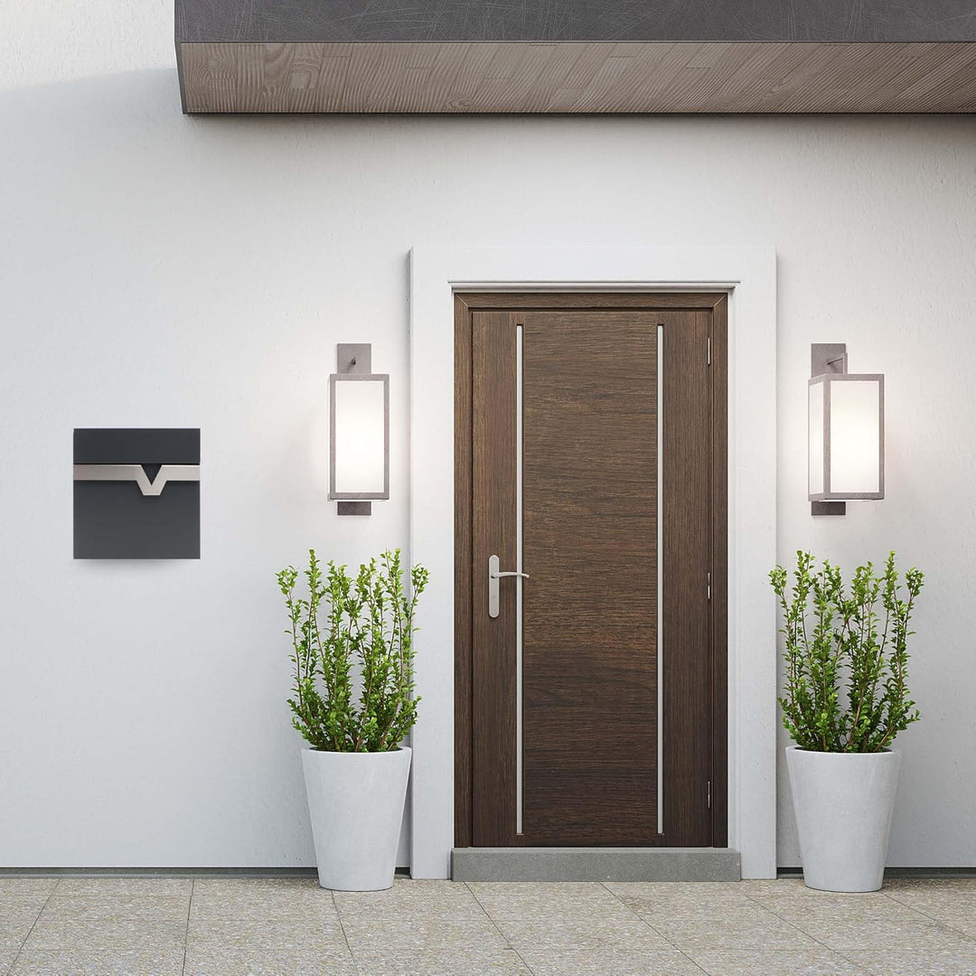 XPOtool Briefkasten V60 Anthrazit und Edelstahl 370 x 105 x 370 mm, Wandbriefkasten mit Schloss, Sof