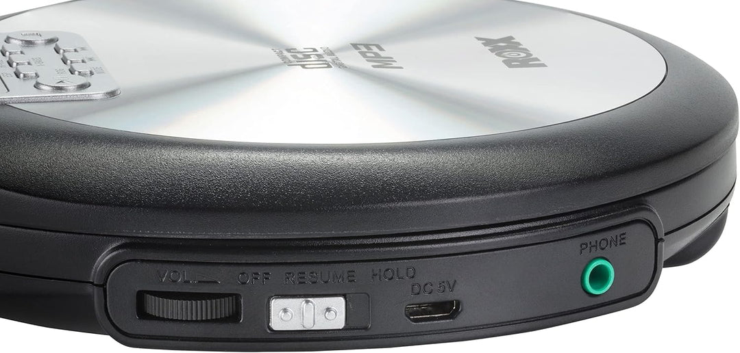 ROXX Tragbarer CD Player mit Kopfhörer MP3 fähig Antishock Discman mit Netzteil PCD 600