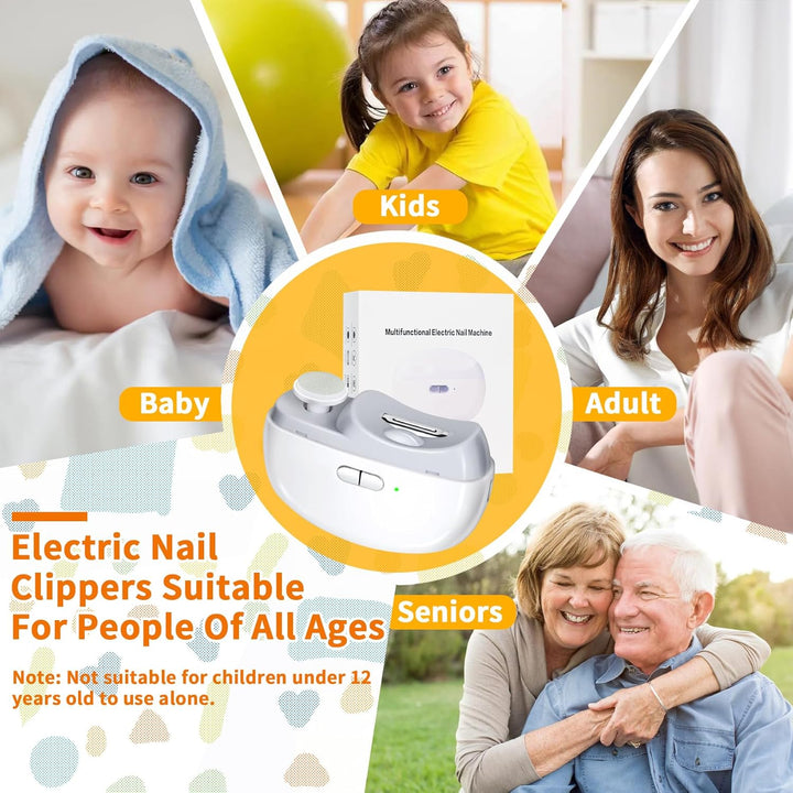 Elektrischer Nagelknipser mit Licht und 2 Geschwindigkeiten, 2-in-1-Design automatischer Baby-Nagels