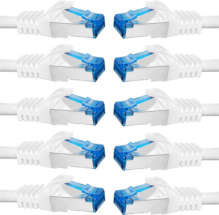 BIGtec - 10 Stück - 7,5m CAT.7 Gigabit Patchkabel Netzwerkkabel weiss Kupferkabel Patch Ethernt LAN