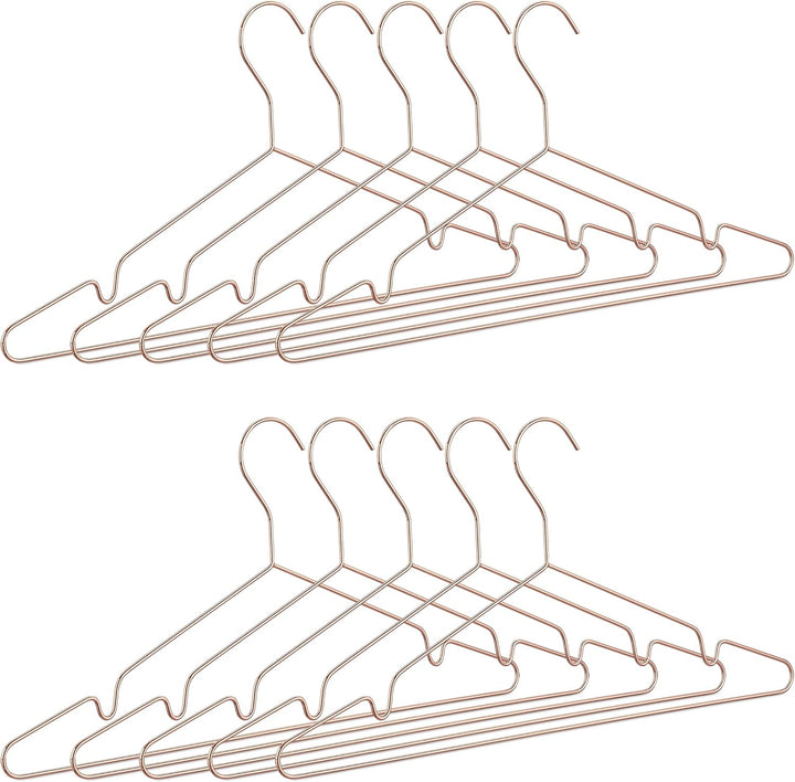 Relaxdays Kleiderbügel roségold im 10er Set, dünn, Elegante Drahtbügel für Tops, glänzende Bügel, pl