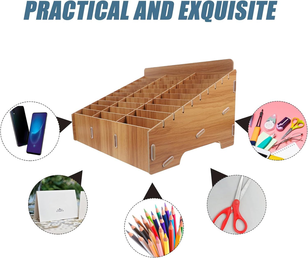 Cabilock Handy Aufbewahrungsbox Wooden Cell Phone Holder Classroom 30 Grids Cell Phone Storage Box D