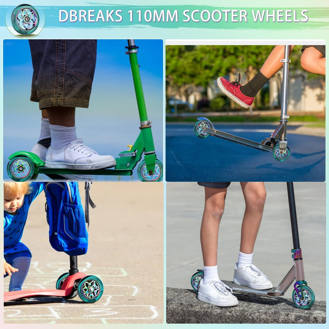 DBREAKS Stunt Scooter Rollen, 2 Stück Scooter Ersatzräder, 110mm Scooter Räder mit ABEC, 9 Kugellage