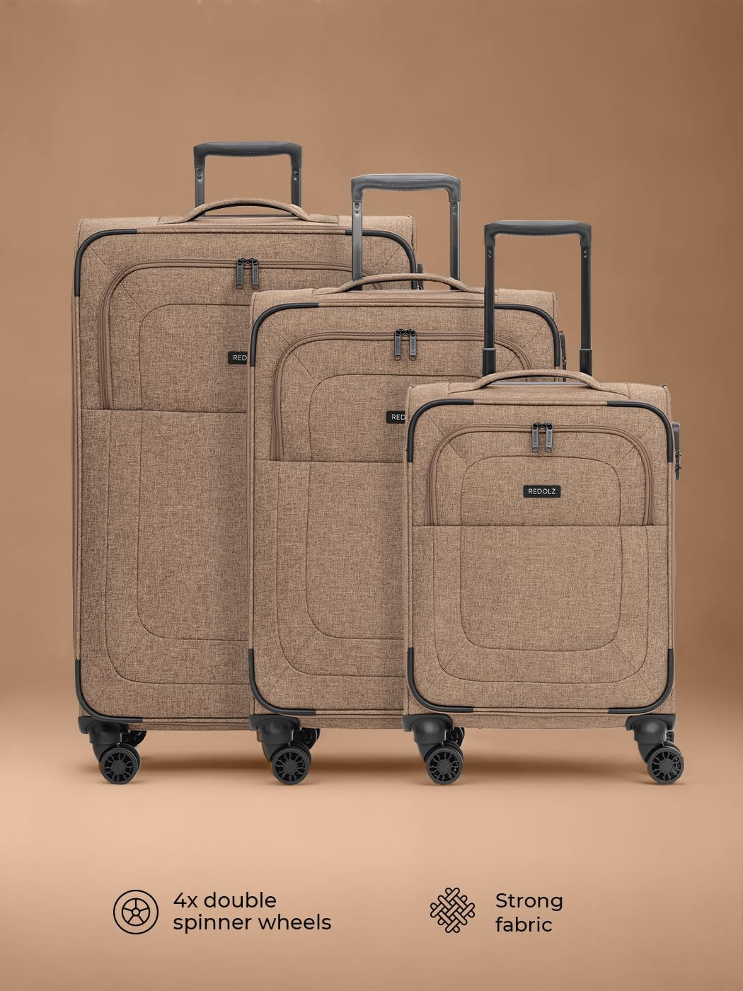 REDOLZ Koffer-Set 3-teilig für Damen & Herren | leichte & stabile Reise-Trolleys, hochwertiges Softc