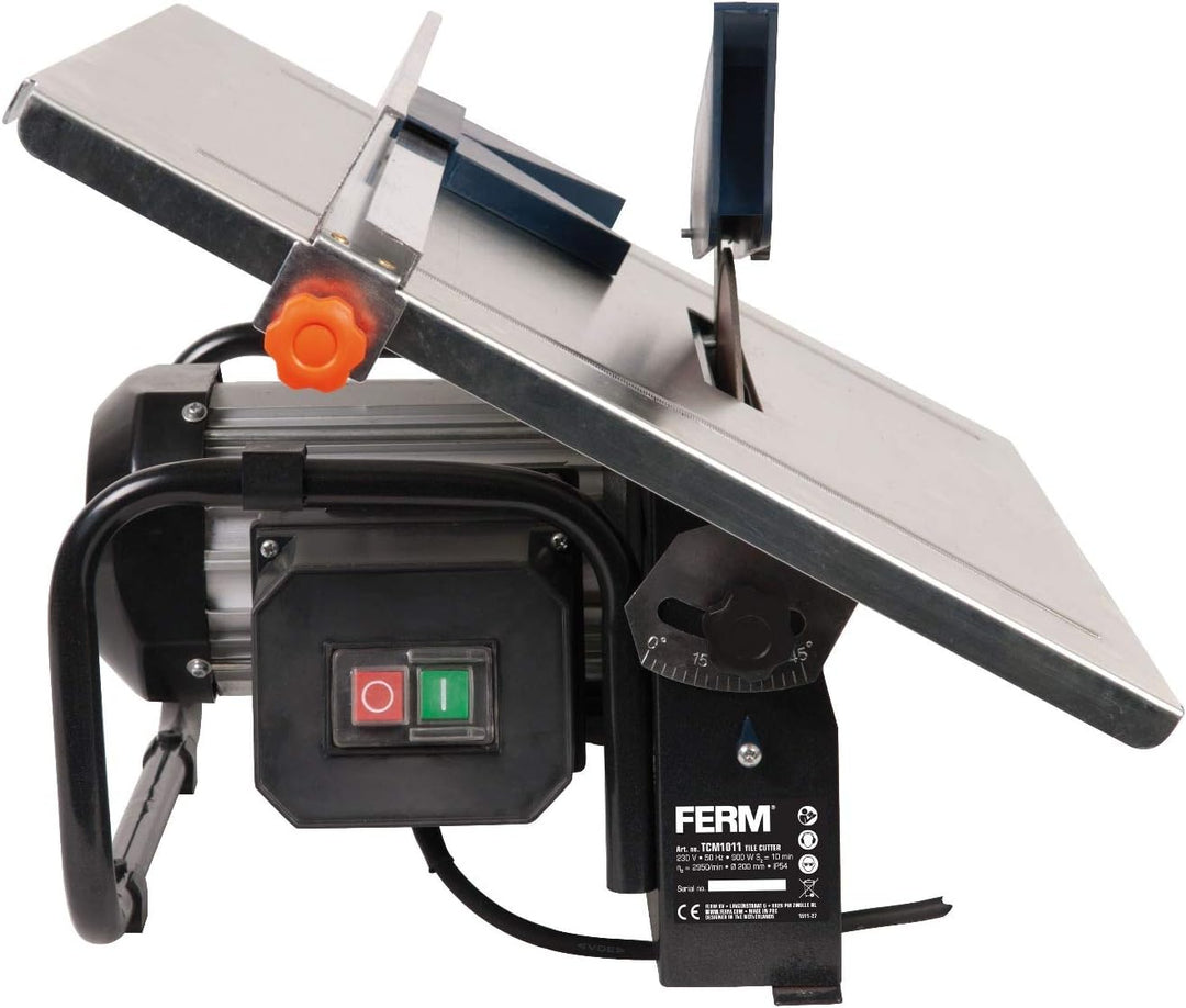 FERM Fliesenschneider 900W - 2950/min - 200mm Diamantscheibe - Wassergekühltes Sägeblatt - 0-45 Grad