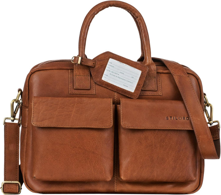 STILORD 'Carlo' Grosse Umhängetasche Leder Lehrertasche Aktentasche Schultertasche Reise Beruf Freiz