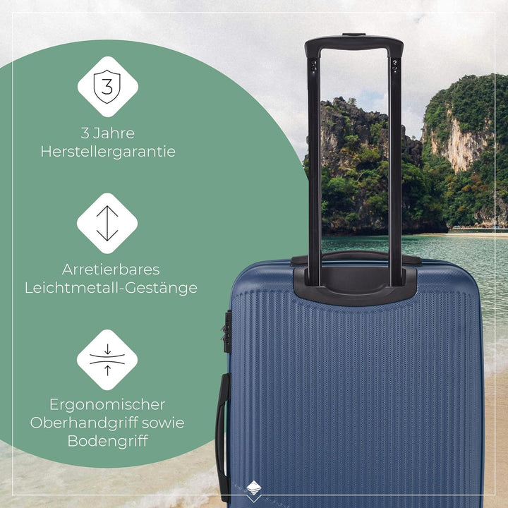 travelite 4-Rad Koffer Set 3 teilig Grössen L/M/S, Gepäck Serie BALI: ABS Hartschalen Trolleys mit T
