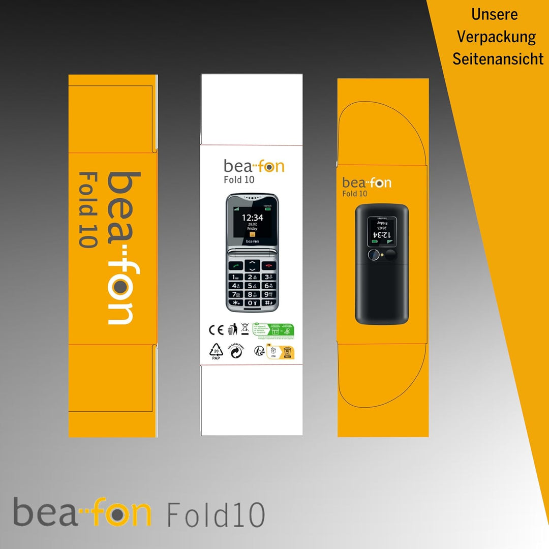 Beafon, silverline, Fold10, Klapphandy, SOS Notruftaste, XL Farbinnendiplay 2,2" (5,58cm), XL Farbau