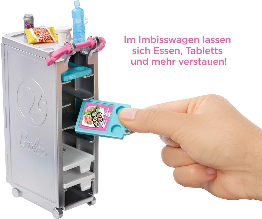 Barbie Flugzeug mit Pilotin Barbie Puppe, mit beweglichen Räder und 15x Barbie Zubehör inkl. Haustie