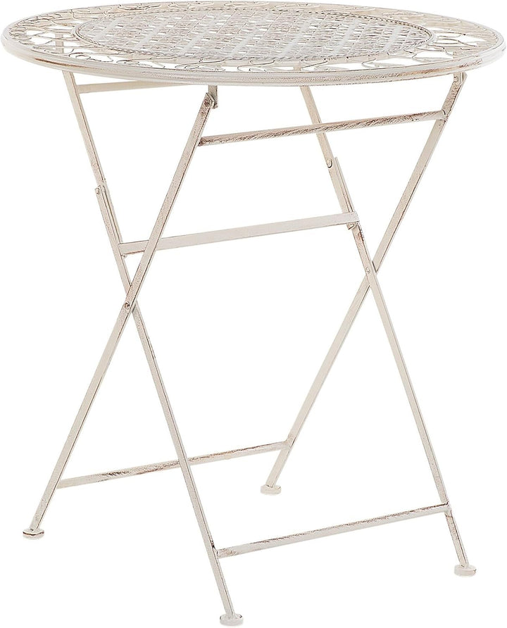 Garten Bistro Set Balkonset Balkonmöbel beige 2 Stühle Klapptisch Metall Trieste