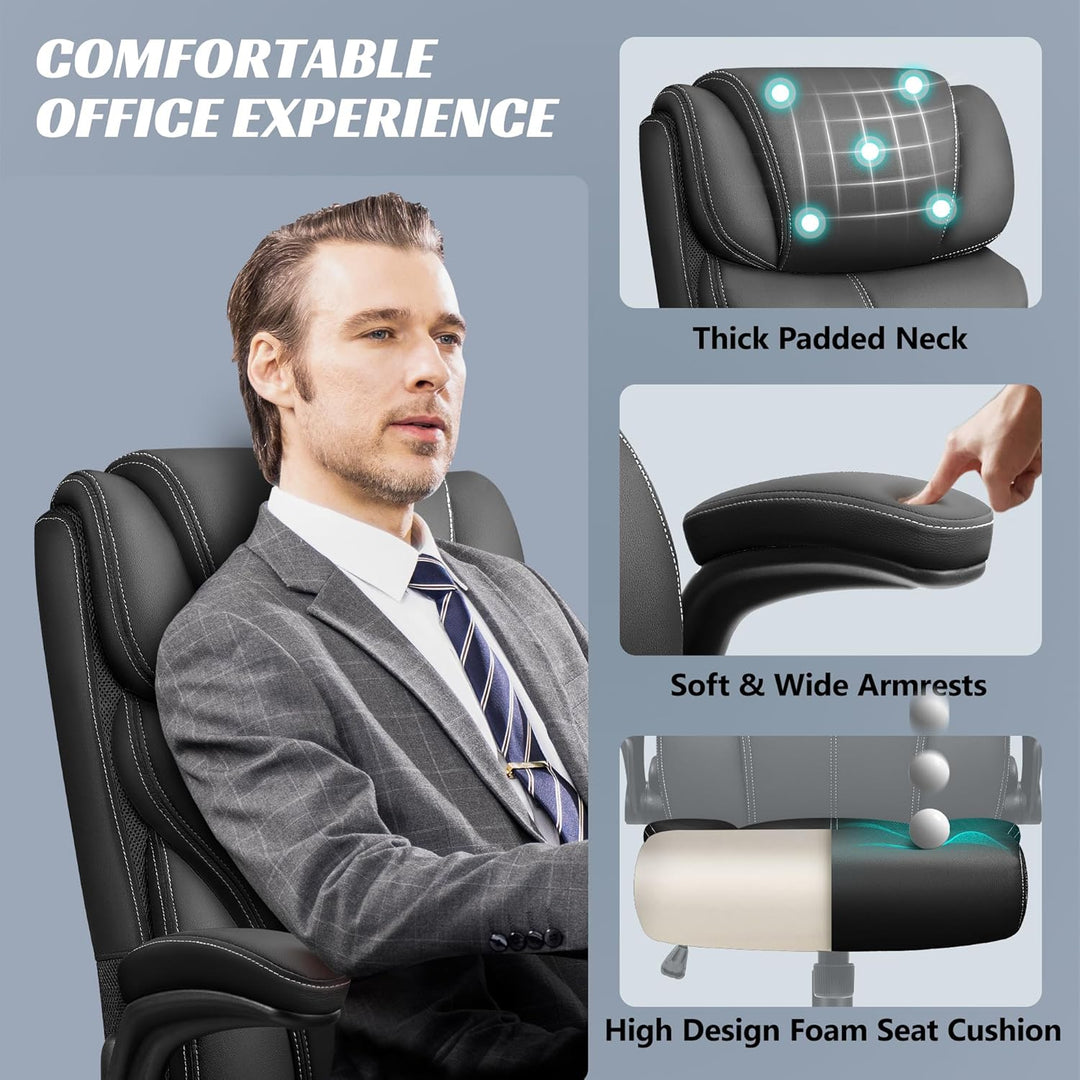 FelixKing Bürostuhl, Ergonomischer Grosser Computer Bürostuhl, Chefsessel, Verstellbare Hohe Rückenl