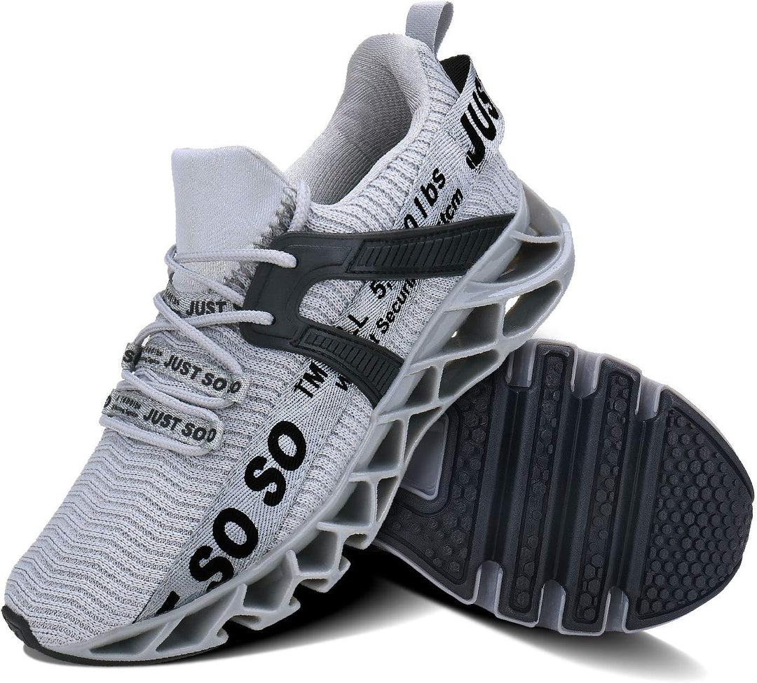 Wonesion Herren Fitness Laufschuhe Atmungsaktiv rutschfeste Mode Sneaker Sportschuhe 42 EU 3 Grau, 4