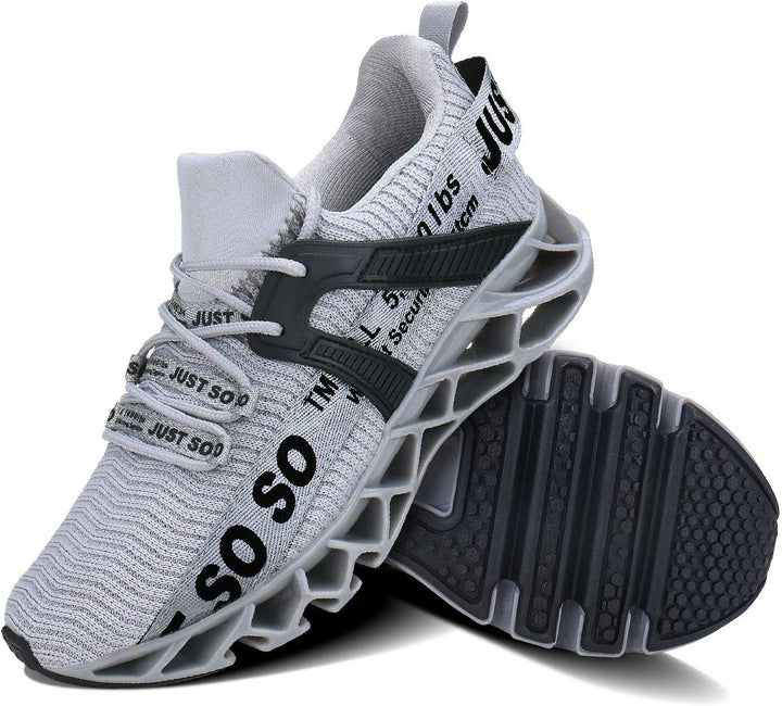 Wonesion Herren Fitness Laufschuhe Atmungsaktiv rutschfeste Mode Sneaker Sportschuhe 42 EU 3 Grau, 4