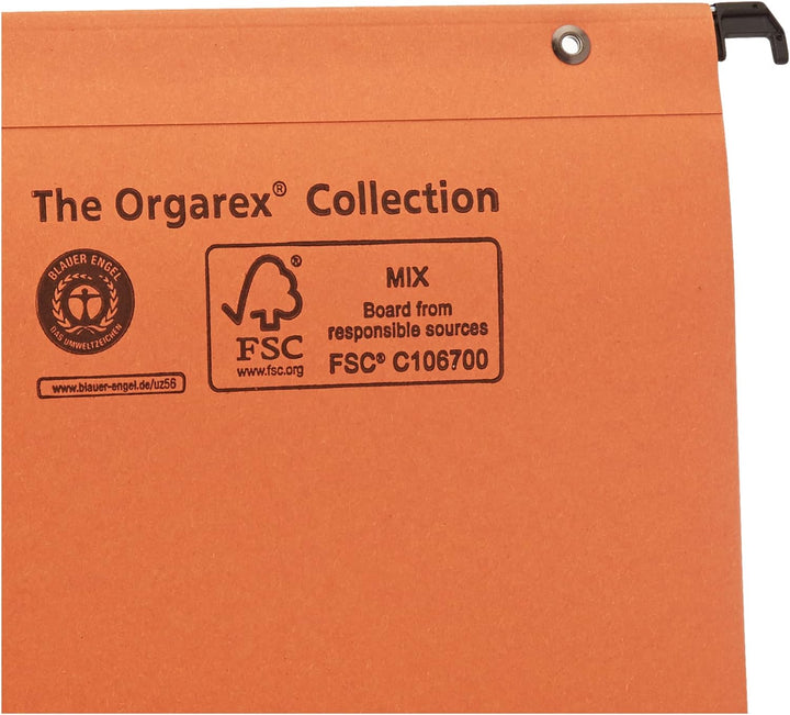 Esselte 10202 Orgarex Kori Set mit 25 vertikal hängenden Feilen V-Bottom A4-Tabs enthalten, orange,
