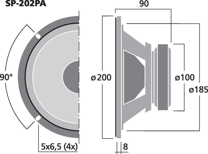MONACOR SP-202PA Universal-Tiefmitteltöner, 50 W, 8 Ohm,Schwarz