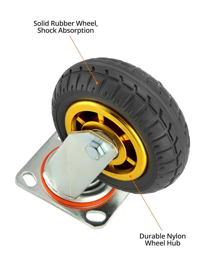 QWORK 4 Stück 150mm schwerlastrollen - bis 250 kg pro rolle - stossdämpfung lenkrollen für möbeltran