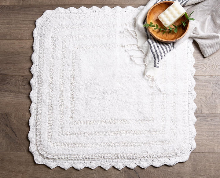 DII Crochet Collection Wende-Badematte, quadratisch, 61 x 61 cm, Weiss Square, 24x24" Weiss/Opulente