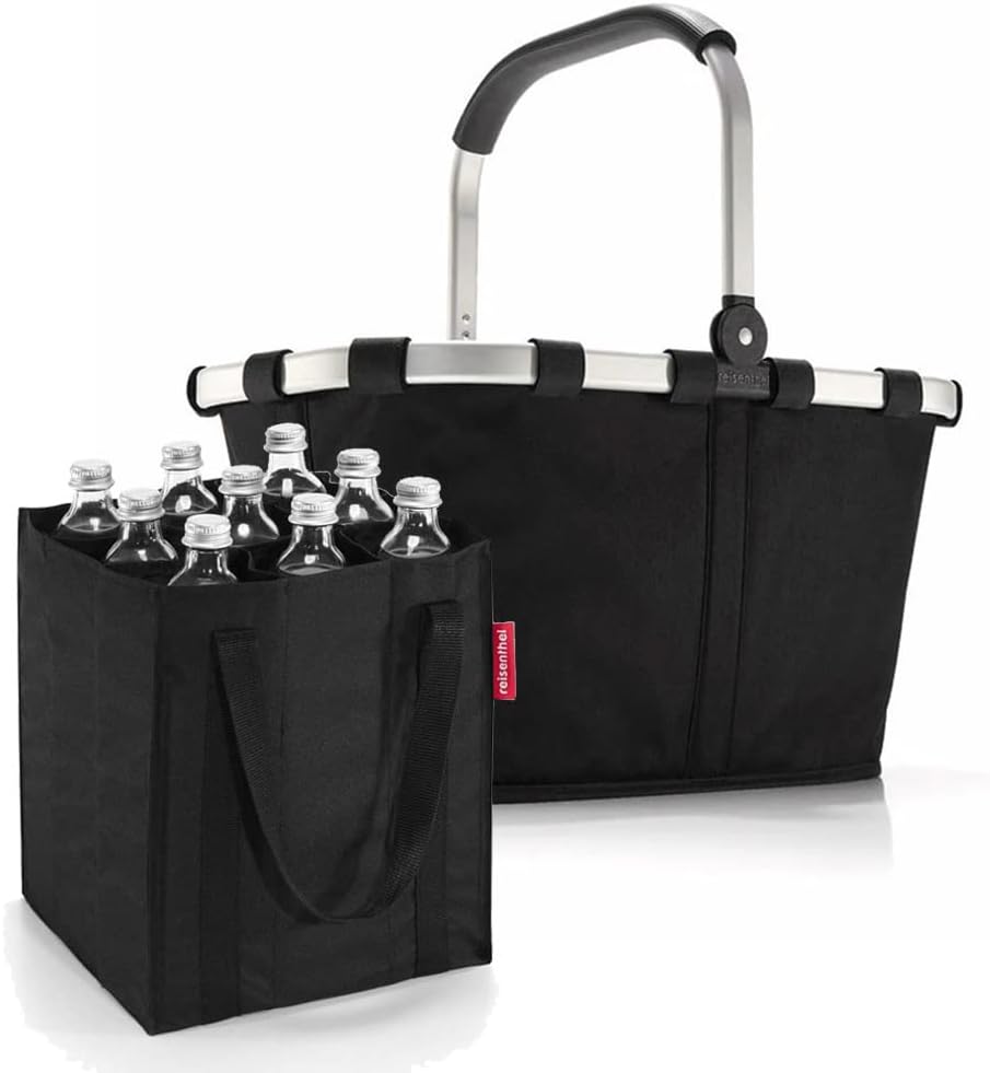 reisenthel Set Carrybag plus farblich passender bottlebag Einkaufskorb Einkaufstasche (Black)