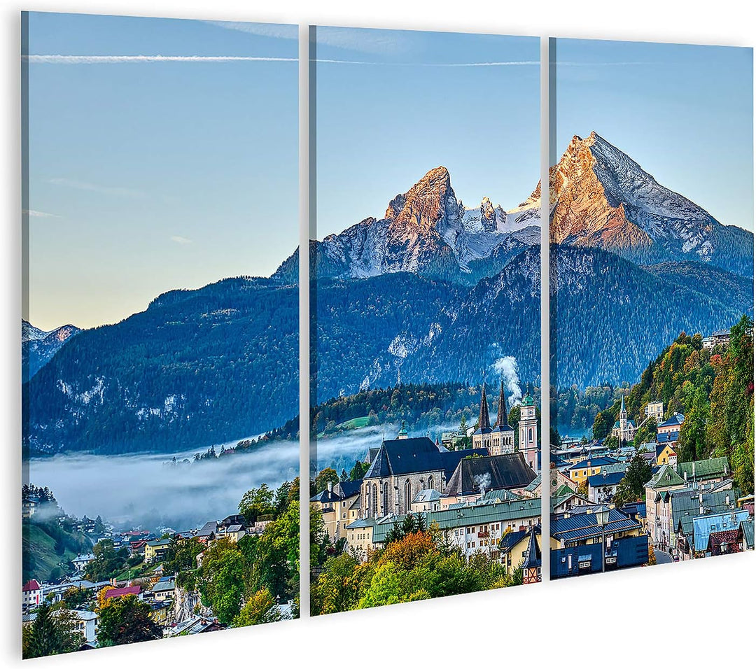 islandburner Bild auf Leinwand Berg Watzmann Stadt Berchtesgaden Bayerische Alpen Bilder Wandbilder