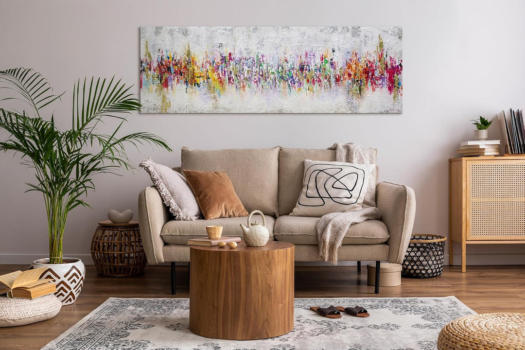 YS-Art Abstrakt Acryl Gemälde auf Leinwand handgemalt Abstraktion II Wandbilder Wohnzimmer moderne f