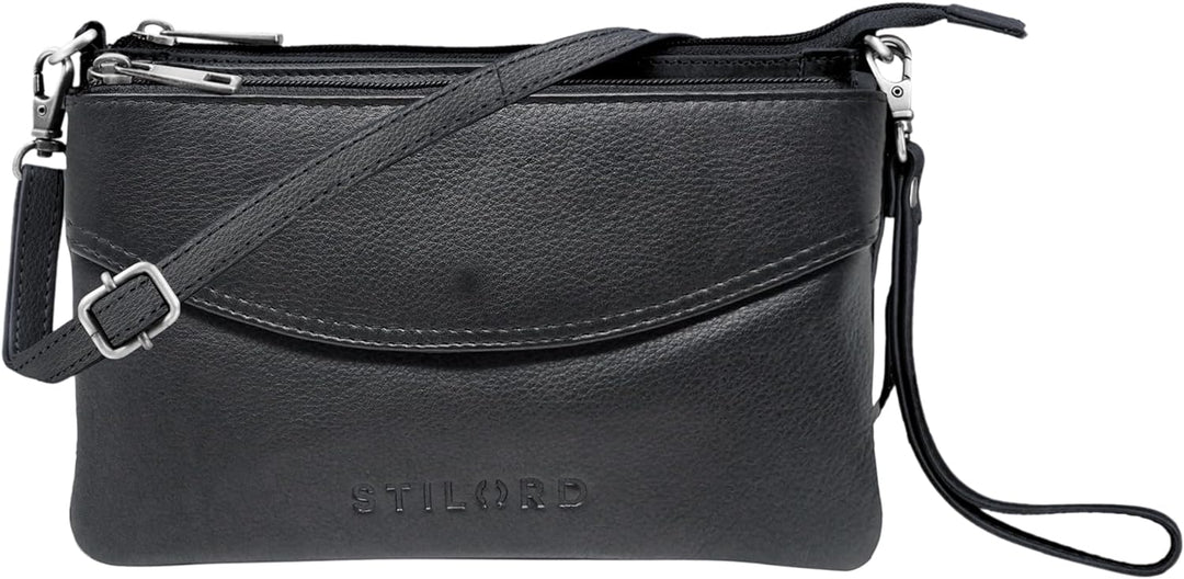 STILORD 'Merle' 3-in-1 Umhängetasche Handtasche Handgelenktasche Leder Elegante Damen Ledertasche mi