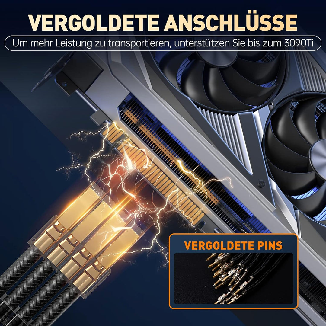 AsiaHorse PSU Cable Extension for Power Supply with Transparent Plug and Cable Combs 24 Pin/2 x 8 Pi