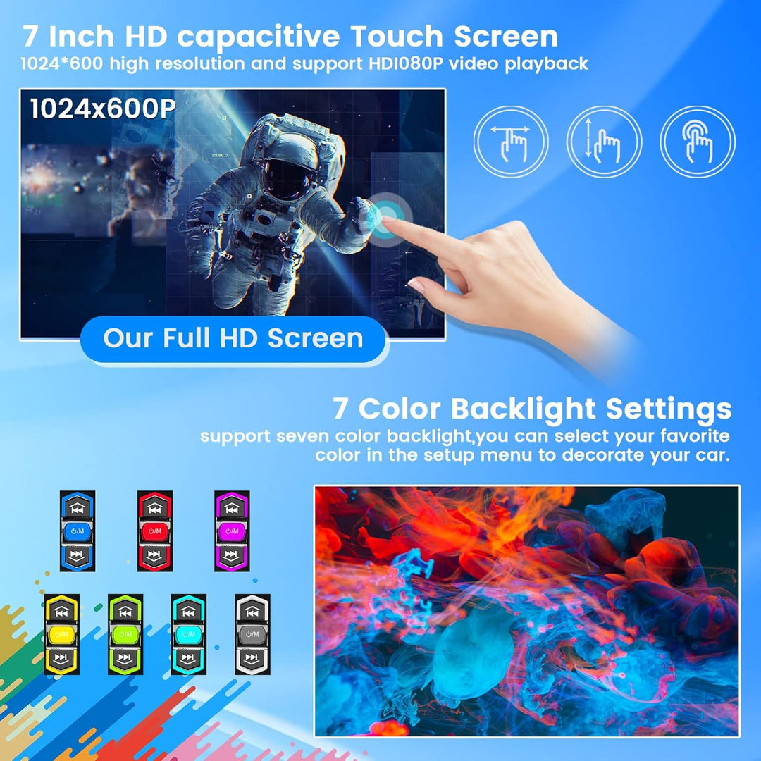 Hikity Autoradio Wireless CarPlay Android Auto 1 Din Radio mit Bildschirm 7 Zoll Touch Display Auto