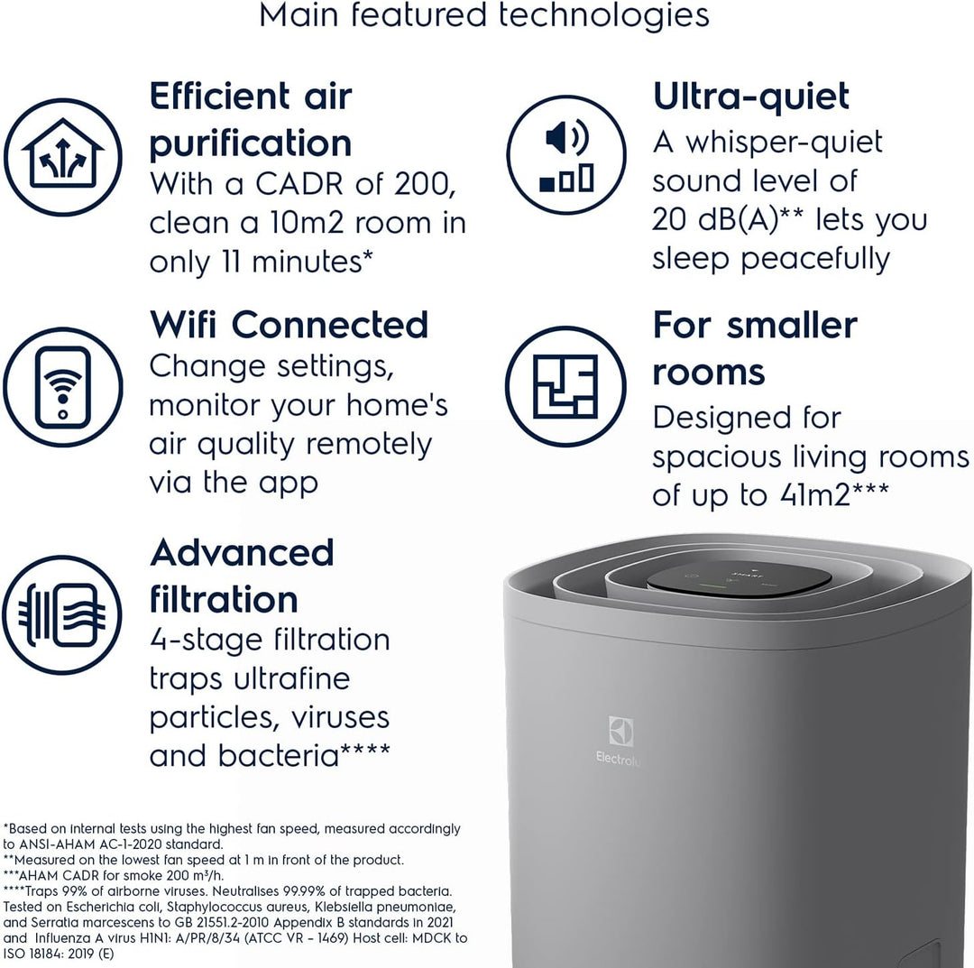 Electrolux Pure 500 Luftreiniger Modell EPO50371UG, Wi-Fi, 3.5 kg, leise um 20 dB, reinigt die Luft