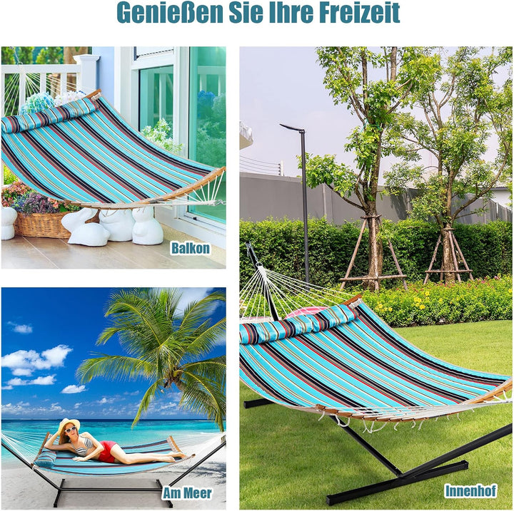 COSTWAY Hängematte mit abnehmbarem Kissen, Belastbarkeit bis 150 kg, für Outdoor Camping Terrasse Ga