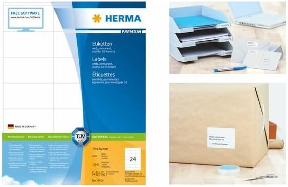 HERMA 4415 Adressetiketten, 500 Blatt, 70 x 42 mm, 21 Stück pro A4 Bogen, 10500 Aufkleber, selbstkle