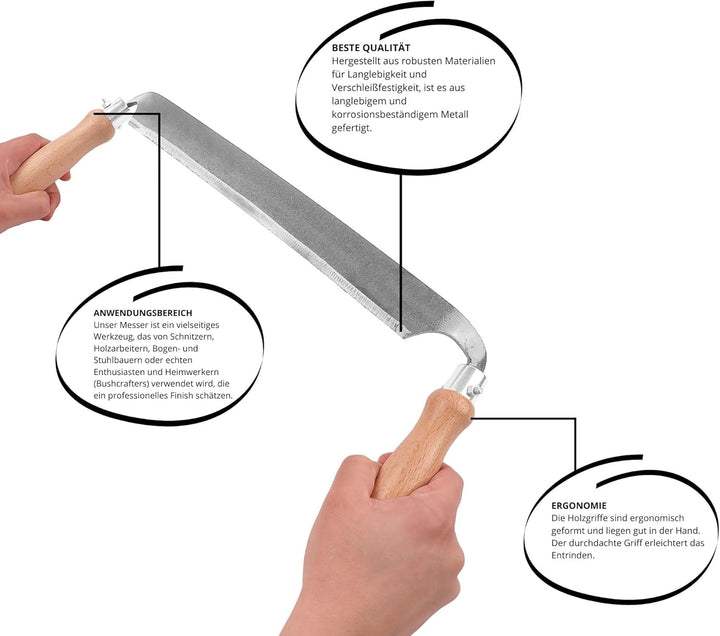 Bauster® Zugmesser Schäleisen für holz Ziehklinge 350mm ist ein Werkzeug zur Holzbearbeitung Zugeise