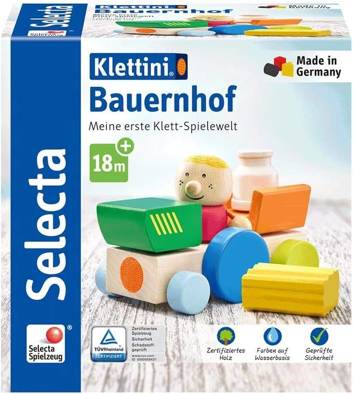 Selecta 62076 Klettini, Bauernhof, Klett-Stapelspielzeug, 7 Teile, bunt, Bauernhof
