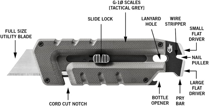 Gerber Multifunktionswerkzeug mit 8 Funktionen, Prybrid-Utility, Grau, Edelstahl, 31-003746