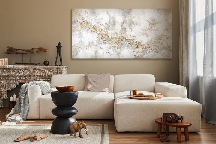 YS-Art Luxus Abstrakt Acryl Gemälde auf Leinwand Geschichte handgemalt Wandbilder Wohnzimmer modern