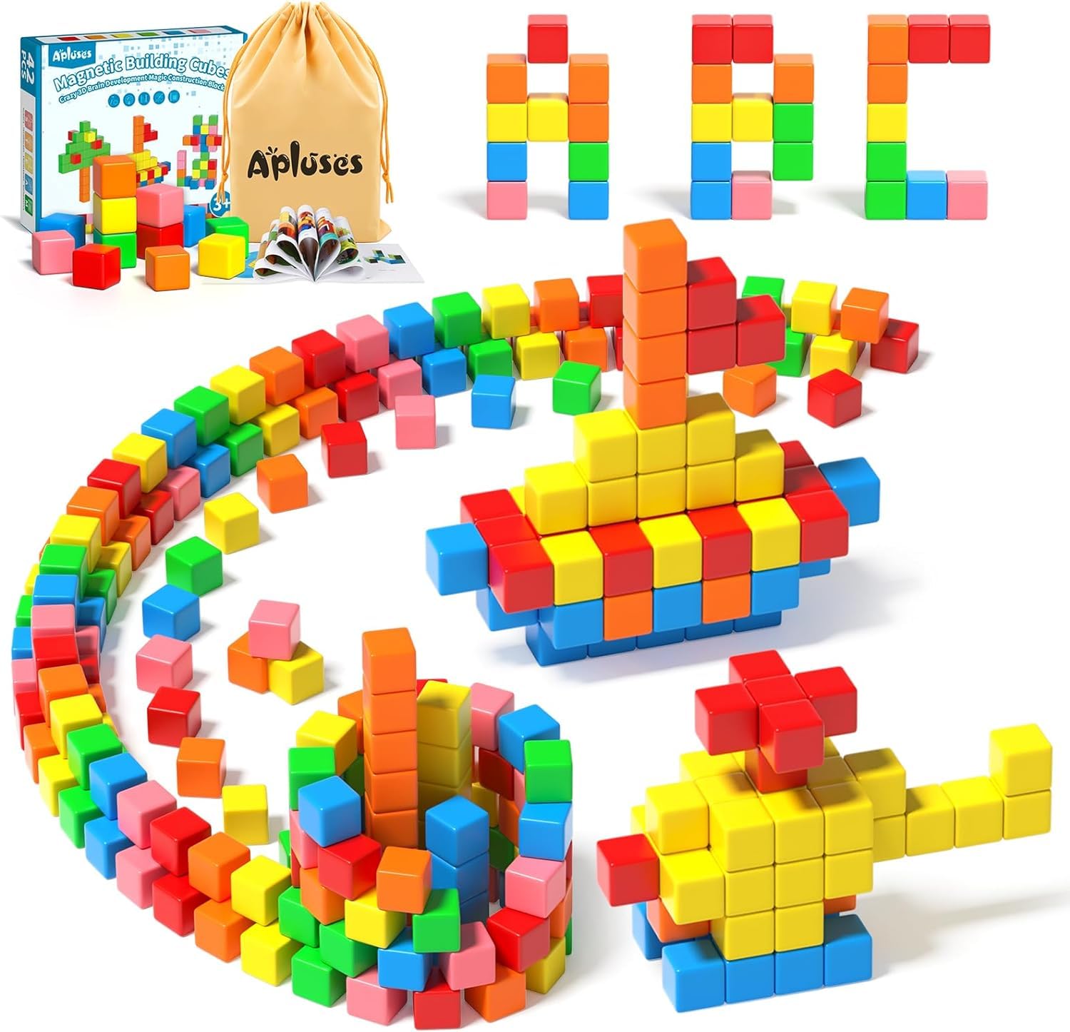Magnetische Bausteine, Magnetbausteine Kinder ab 3+ Jahre, Montessori