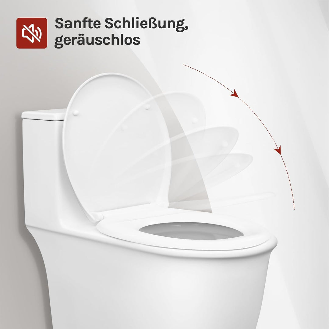 WOLTU Toilettendeckel, WC Sitz mit Absenkautomatik, Quick Release Funktion Klobrille, Kunststoff, Fa