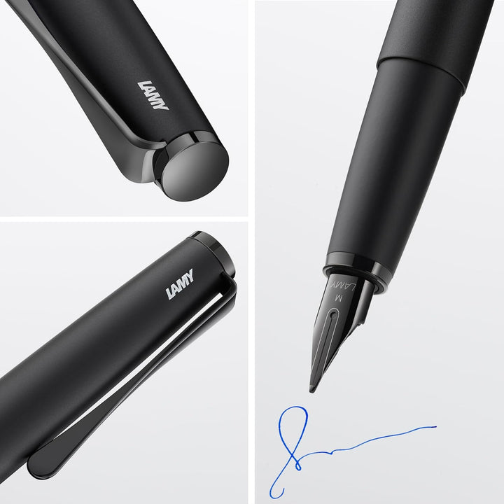 LAMY studio Füllhalter 066 - Füller aus rostfreiem Edelstahl, in schwarzem Softlack-Finish mit einem