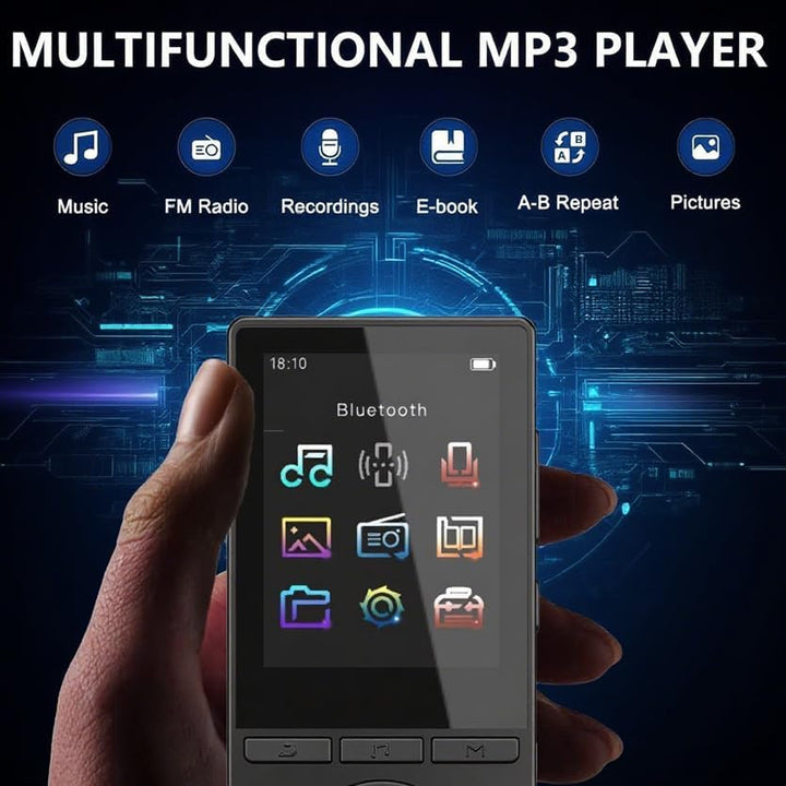 64GB MP3 Player Bluetooth 5.3, MP3 Player mit Lautsprecher, Musikwiedergabe, Sprachrekorder, E-Book,