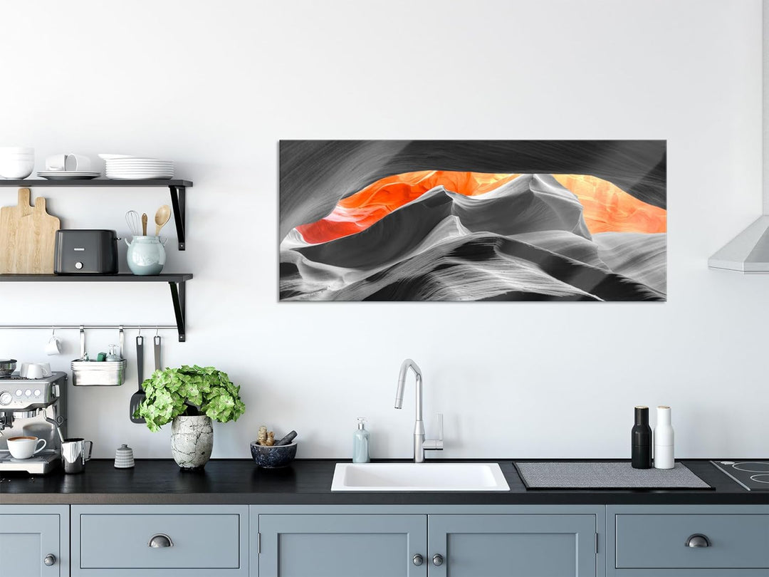 Glasbild Panorama | Wandbild aus Echtglas | beeindruckender Antelope Canyon | 100x40 cm | inkl. Aufh
