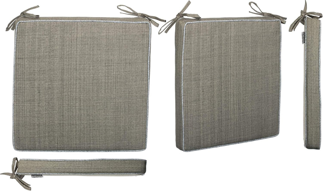 Brandsseller Outdoor Garten Sitzkissen Auflagen Kissen mit Paspel - Leinenoptik Uni - Schmutz- und W